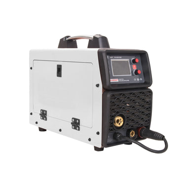 Double MIG-200LCD Pulse MIG Welder Inverter 200A | Dual Voltage 110V/220V | Pulse MIG & Flux Core | IGBT Technology | LCD Display | Includes 24KD MIG Torch, Ground Clamp, Electrode Holder & Gas Hose | Advanced Welding Machine